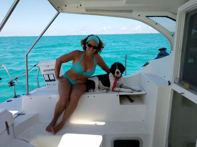 Relaxing on the foredeck with Willow