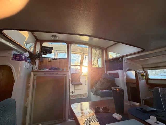 Evening light through the saloon