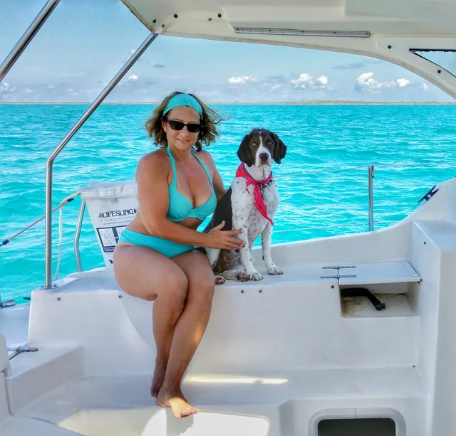 Company on the foredeck at anchor
