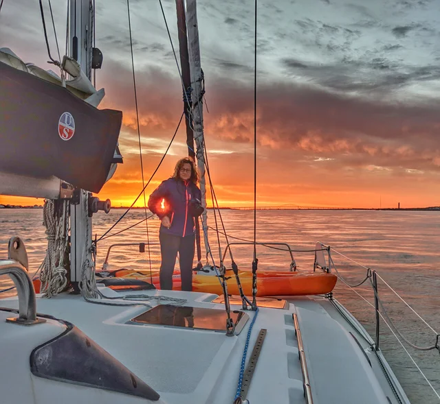Sunrise over the foredeck