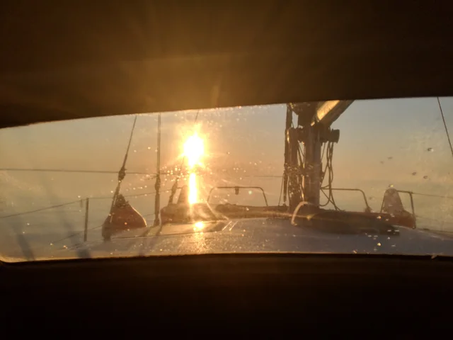 Sunrise through the cockpit enclosure