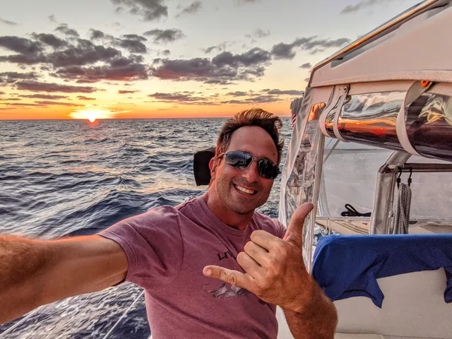Capt. Frank aboard Mavis departing Miami for the Bahamas