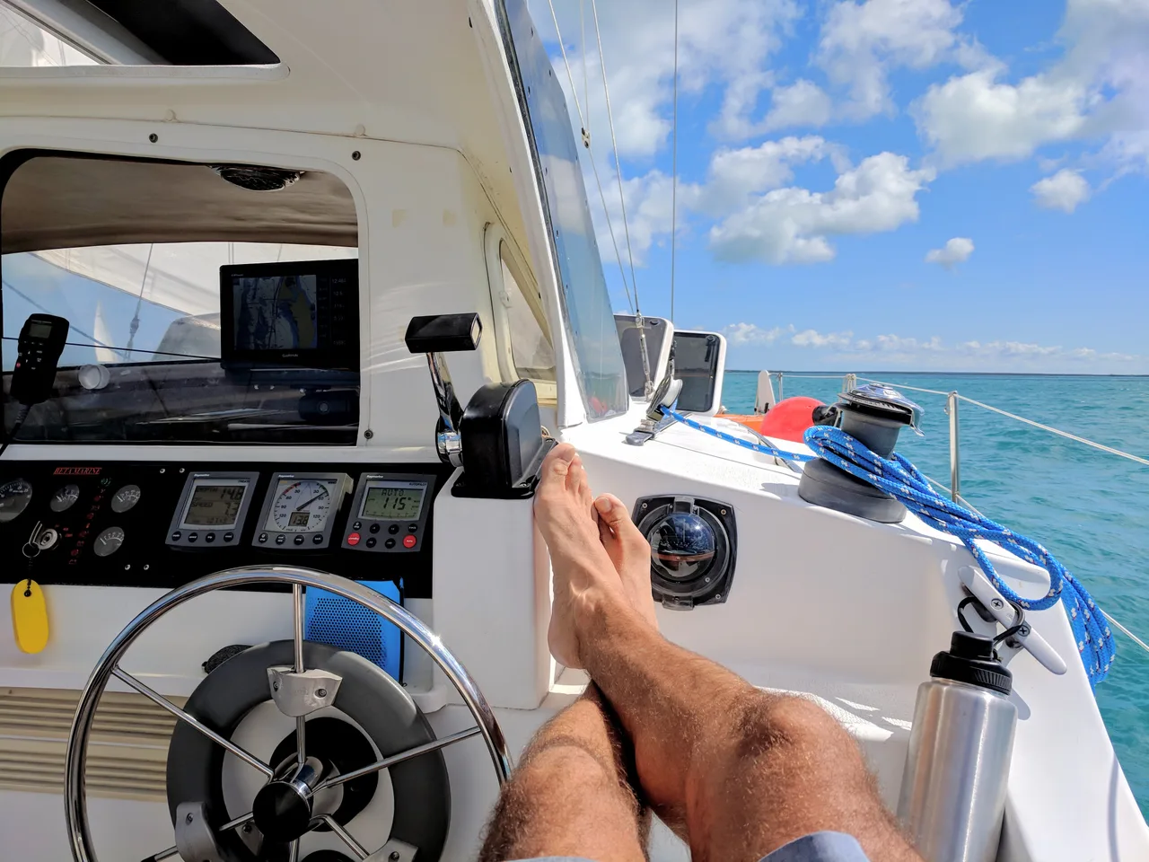 View from Mavis’s helm in the Sea of Abaco