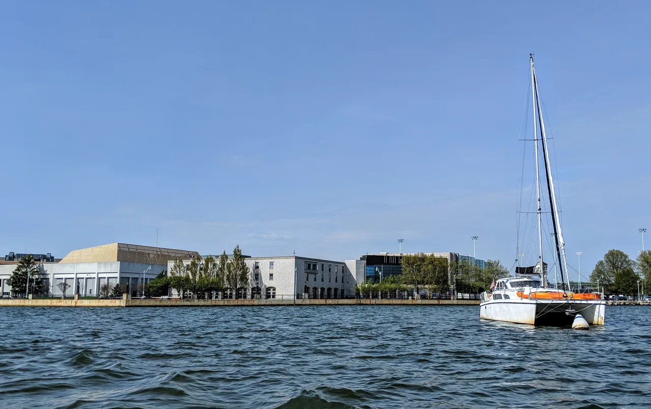 Mavis at anchor near the U.S. Naval Academy